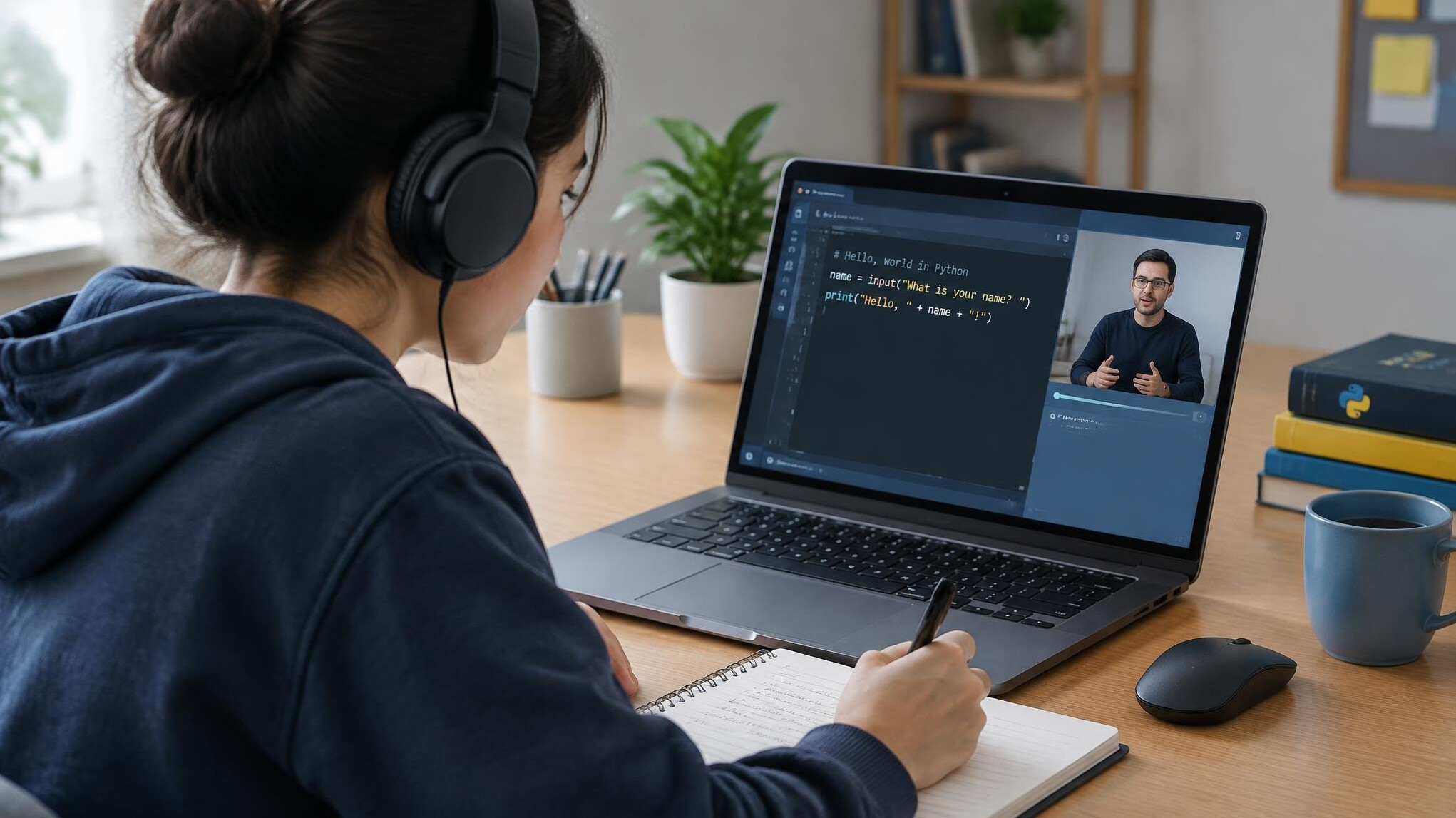 person studying programming