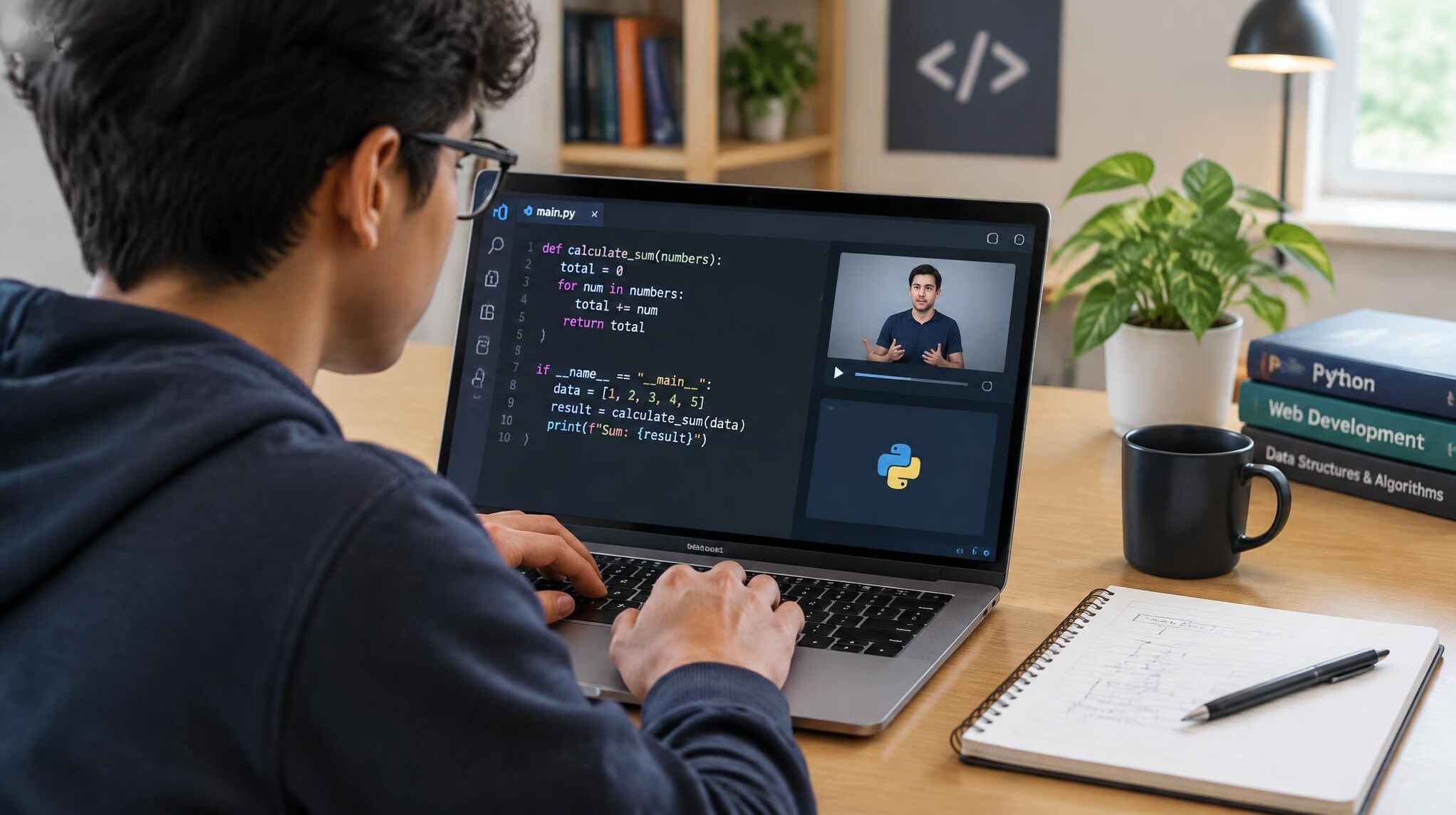 student learning to code