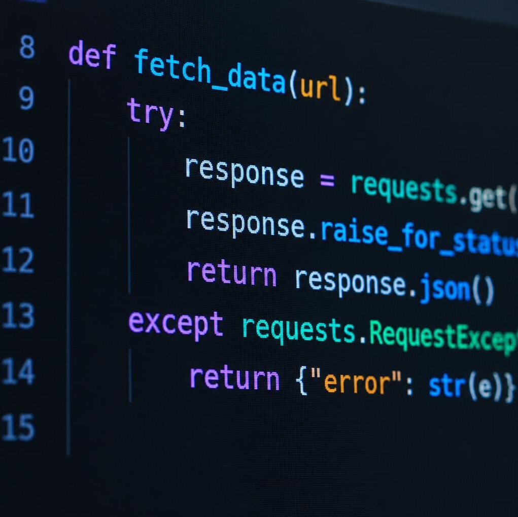 Close-up of lines of programming code on a dark screen